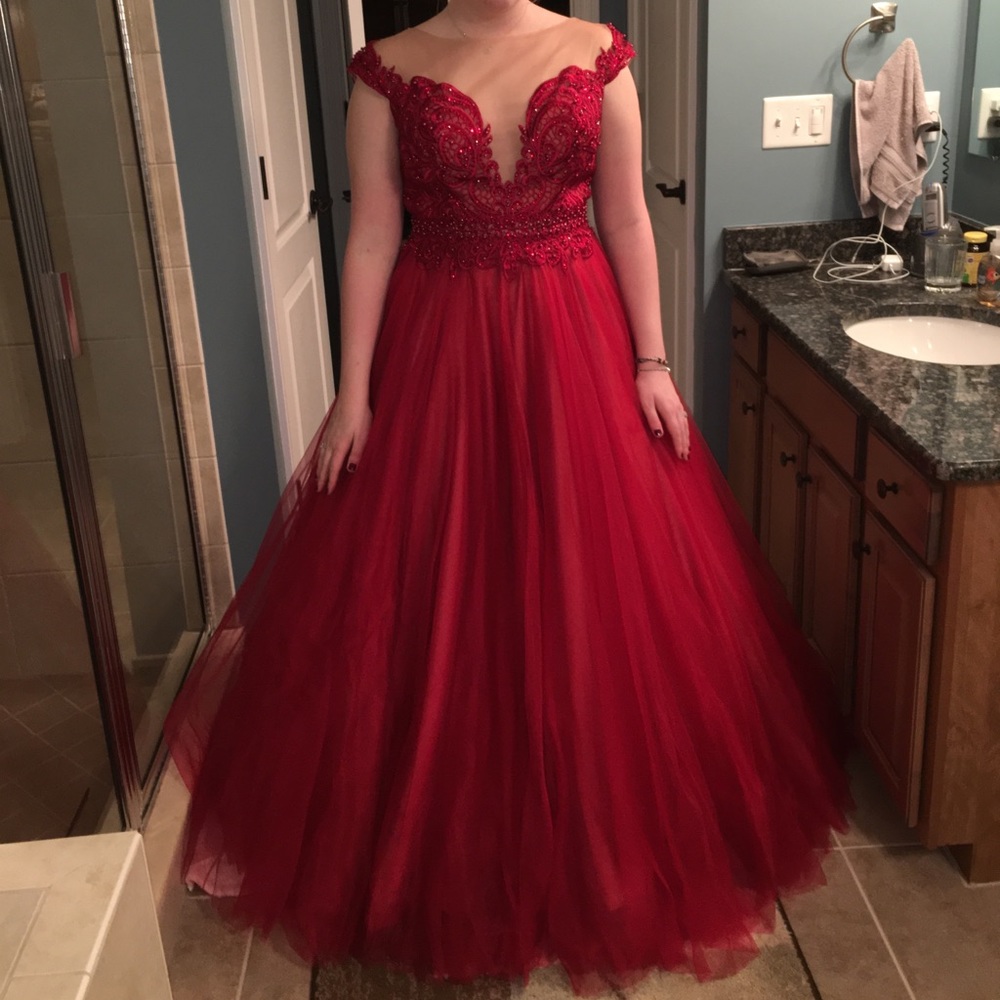 NEED TO SELL ASAP Terani couture red prom dress - Picture 3 of 6